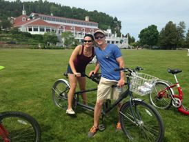 Michelle and Kyle on tandem bikes